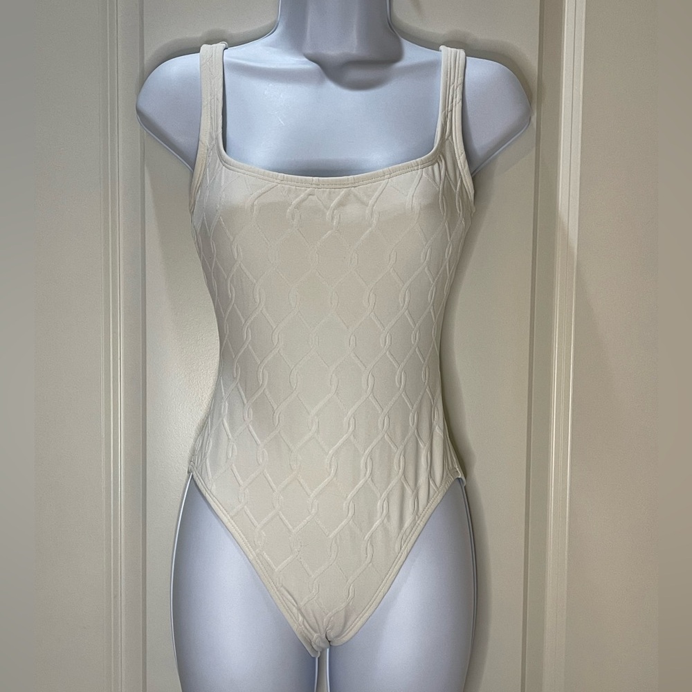 Anne Cole Cream Textured One-Piece Swimsuit